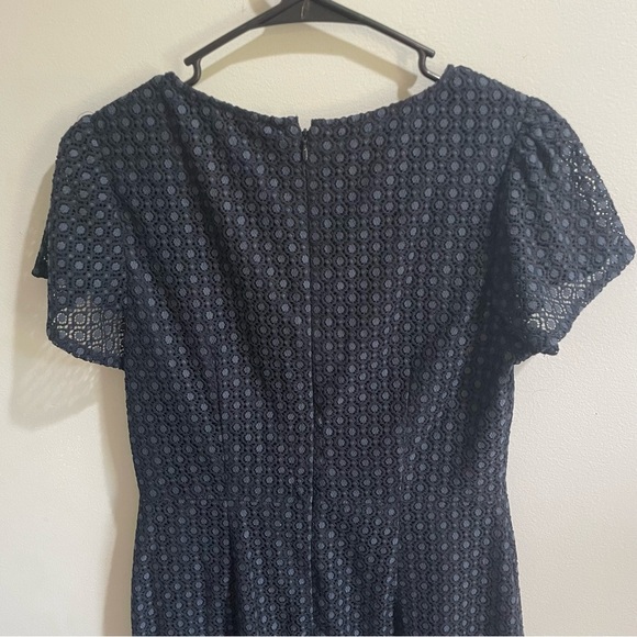 LOFT Navy Lace Short Sleeve Eyelet Dress Women’s Spring Summer Floral Blue - Picture 7 of 12